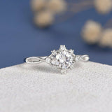 1.2ct Round Cut Diamond Engagement Ring 14k White Gold Finish Unique Infinity