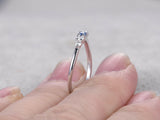 1ct Round Cut Blue Sapphire Engagement Ring 14k White Gold Finish Five Stone