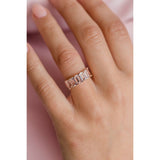 2.5ct Emerald Cut Peach Morganite Wedding Band Half Eternity 14k RoseGold Finish