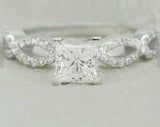 1.5ct Princess Cut Diamond Infinity Band Engagement Ring 14k White Gold Finish