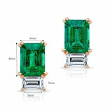 4Ct Green Emerald Diamond Elegant Stylish Stud Earrings 18K White Gold Finish