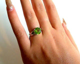 2ct Engagement Ring Round Cut Green Peridot Split Shank 14k White Gold Finish