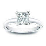 1Ct Princess Cut DVVS1 Diamond Solitaire Engagement Ring 18K White Gold Finish