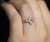 Solitaire Engagement Ring 1ct Trillion Cut VVS1D Diamond 14k Rose Gold Finish