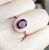 2.5ct Oval Cut Pink Ruby Engagement Ring Dual Halo Solitaire 14k RoseGold Finish