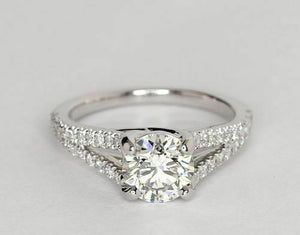 3Ct Round Cut Diamond Solitaire Split Band Engagement Ring 14K White Gold Finish