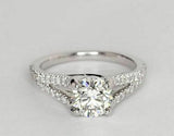 3Ct Round Cut Diamond Solitaire Split Band Engagement Ring 14K White Gold Finish