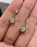 1ct Round Cut Moissanite Bezel Set Huggies Women Earrings 14k Yellow Gold Plated