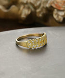 Milgrain Leaf Stackable Wedding Band 1ct Round Cut Diamond 14k YellowGold Finish