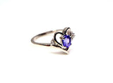 0.8ct Engagement Ring Oval Cut Purple Amethyst Heart Trilogy 14k White Gold Over