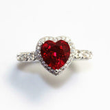 2ct Heart Cut Pink Ruby Engagement Ring Diamond Accent Halo 14k WhiteGold Finish