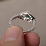 2ct Heart Cut Green Emerald Double Heart Engagement Ring 14k White Gold Finish