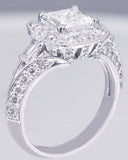 Halo Solitaire Engagement Ring 2.7ct Princess Cut Diamond 14k White Gold Finish