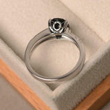 2ct Oval Black Diamond Engagement Ring Solitaire Round Accent 14k WhiteGold Over