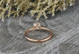 0.6ct Cushion Diamond Engagement Ring 14k Rose Gold Finish Plain Curvy Band Set