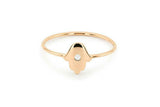 Hamsa Minimalist Engagement Ring 0.1ct Round Cut Diamond 14k Yellow Gold Finish