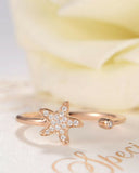 Open Cuff Star Fish Engagement Ring 0.3ct Round Cut Diamond 14k Rose Gold Finish