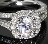 4Ct Round Cut Diamond Split Band Exquisite Engagement Ring 14K White Gold Finish