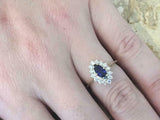 1.7ct Marquise Cut Blue Sapphire Diamond Floral Halo Ring 14k White Gold Finish