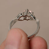 1.5ct Round Cut Peach Morganite Engagement Ring 14k White Gold Finish Infinity