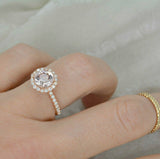 4Ct Round Cut Diamond High Set Halo Women Engagement Ring 14K Rose Gold Finish