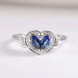 1ct Pear Cut Blue Sapphire Engagement Ring 14k WhiteGold Finish Halo Heart Shape