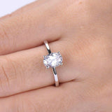 1.5ct Oval Cut Diamond Engagement Ring Solitaire Promise 14k White Gold Finish