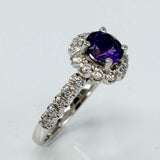 2.3ct Round Cut Purple Amethyst Engagement Ring Diamond Halo 14k White Gold Over