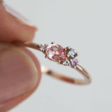 1.1ct Round Cut Peach Morganite Five Stone Engagement Ring 14k Rose Gold Finish