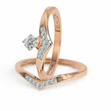 1.5ct Engagement Ring Round Cut Diamond Curved Bridal Set 14k Rose Gold Finish