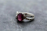 1.6ct Engagement Ring Oval Cut Pink Ruby Split Shank 14k White Gold Finish