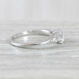 Solitaire with Accent Engagement Ring 0.8ct Round Cut Diamond 14k WhiteGold Over