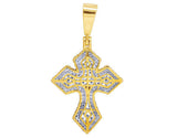 1.9ct Round Cut VVS1D Diamond Gothic Cross Pendant 14k Yellow Gold Over NO CHAIN