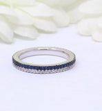 4Ct Round Cut Blue Sapphire Diamond Two Row Eternity Band 14K White Gold Finish