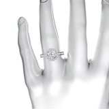 Halo Solitaire with Accent Engagement Ring 2ct Round Diamond 18k White Gold Over