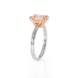 2ct Emerald Cut Peach Morganite Engagement Ring Solitaire 14k Dual Gold Finish