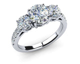 2.5ct Round Cut Diamond Engagement Ring 14k White Gold Finish Trilogy Solitaire