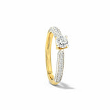 2.4ct Round Cut Diamond Solitaire with Round Accent Ring 14k Yellow Gold Finish