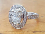 3Ct Oval Cut VVS1/D Diamond Accents Halo Engagement Ring 14K White Gold Finish