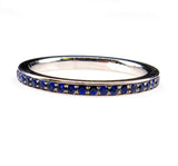 1Ct Round Cut Blue Sapphire Full Eternity Wedding Band 18K White Gold Finish