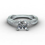 1.5ct Princess Cut Diamond Engagement Ring Twisted Infinity 14k WhiteGold Finish