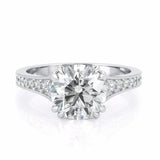 2.3ct Round Cut Diamond Solitaire Ring 14k White Gold Finish with Round Accents