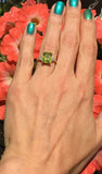 2.2ct Engagement Ring Radiant Green Peridot Diamond Petite 14k Yellow Gold Over