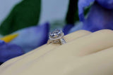 2ct Oval Purple Amethyst Engagement Ring Diamond Halo Vintage 14k WhiteGold Over