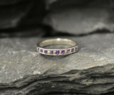 1ct Wedding Band Round Cut Purple Amethyst Half Eternity 14k White Gold Finish