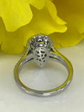 1.6ct Pear Cut Diamond Halo Split Shank Engagement Ring 14k White Gold Finish