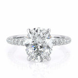 2.6ct Oval Cut Diamond Accent with Solitaire Engagement Ring 14k White Gold Over