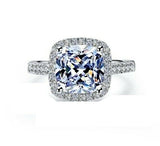 2.5ct Cushion Cut Diamond Solitaire Halo Engagement Ring 14k White Gold Finish