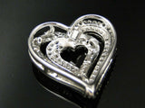 0.53ct Round Cut VVS1D Diamond Pendant Double Heart Shaped 14k White Gold Finish