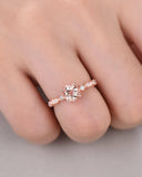 1.6Ct Round Peach Morganite Diamond Accents Engagement Ring 14K Rose Gold Finish